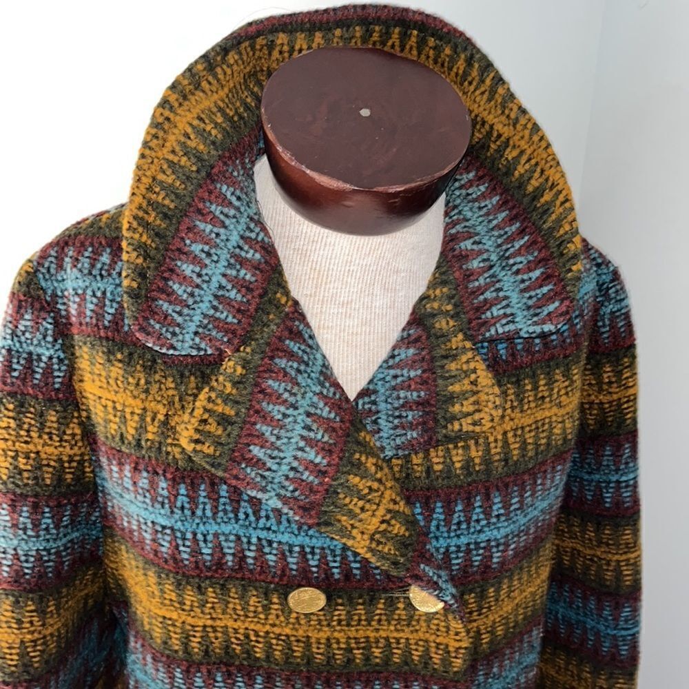 Vintage Homemade Navajo print blanket retro 50's-60's winter Coat jacket M - Picture 2 of 11